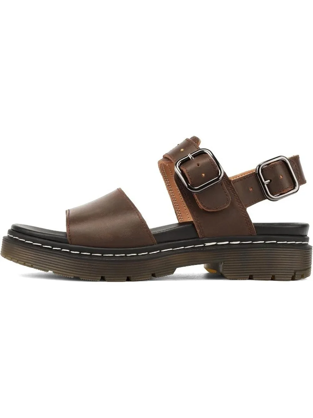 Women's Coffee Brown Arch Support Genuine Leather Platform Wedge Sandal Shoes